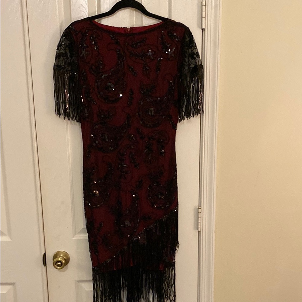 Elegant Black and Red Sequin Dress